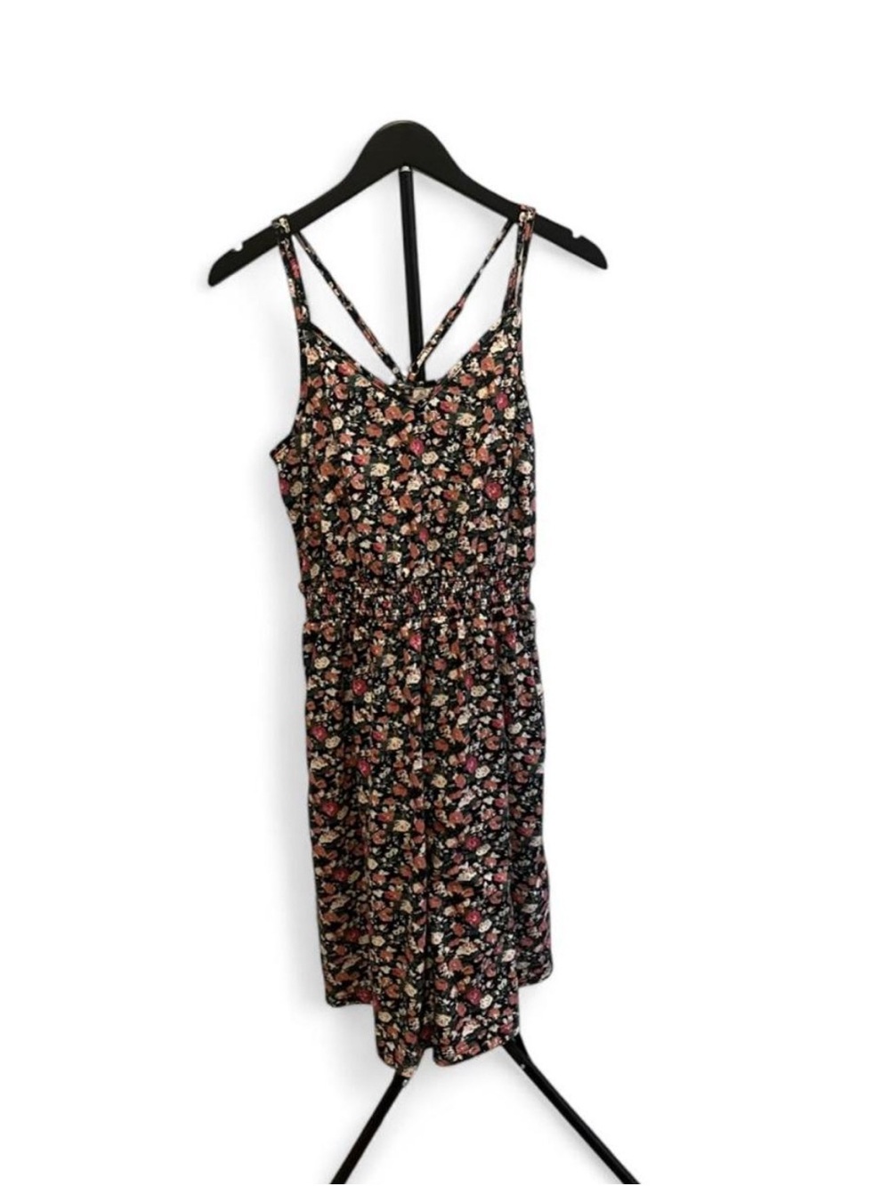 Floral Black & Pink Sleeveless Summer Dress